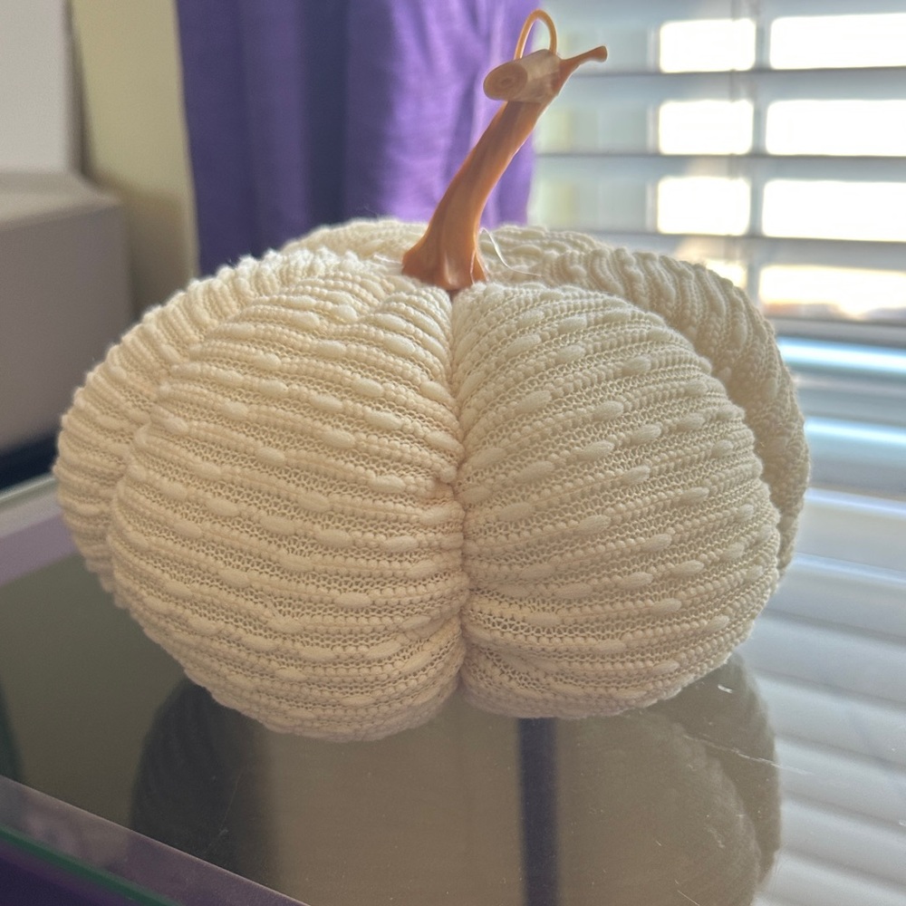 Cream Knit Pumpkin Decor